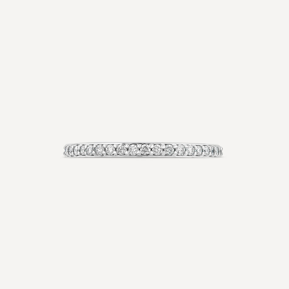 18ct White Gold Full Grain 0.15ct Diamond Half Eternity Ring image number 1