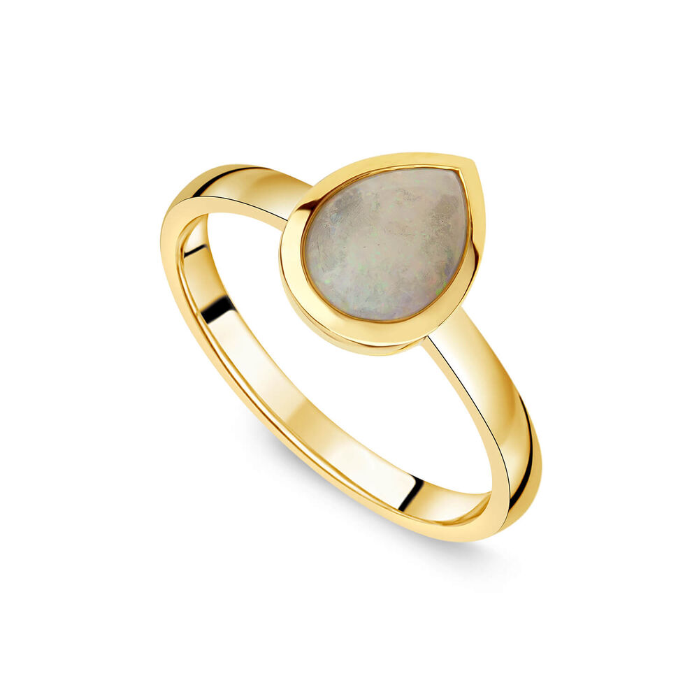 9ct Yellow Gold Teardrop Opal Gold Frame Ring