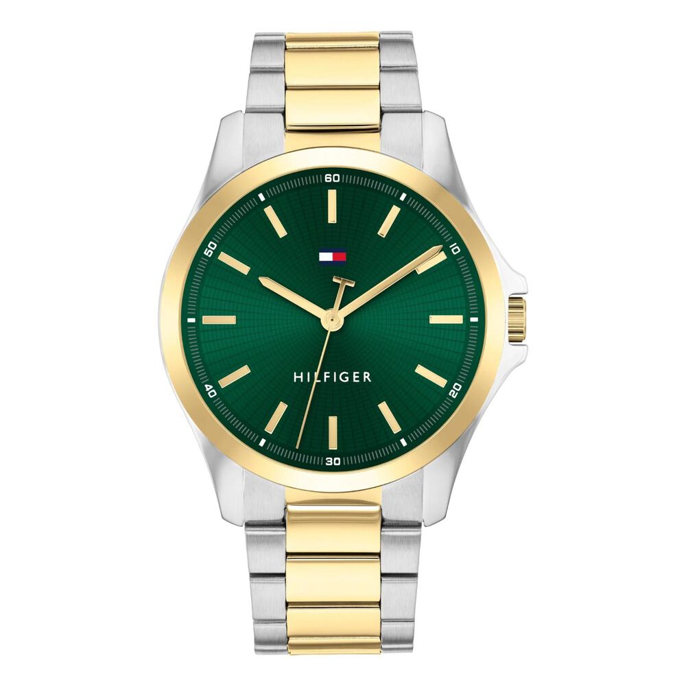 Tommy Hilfiger 43mm Green Dial Two Tone Steel Bracelet Watch image number 0