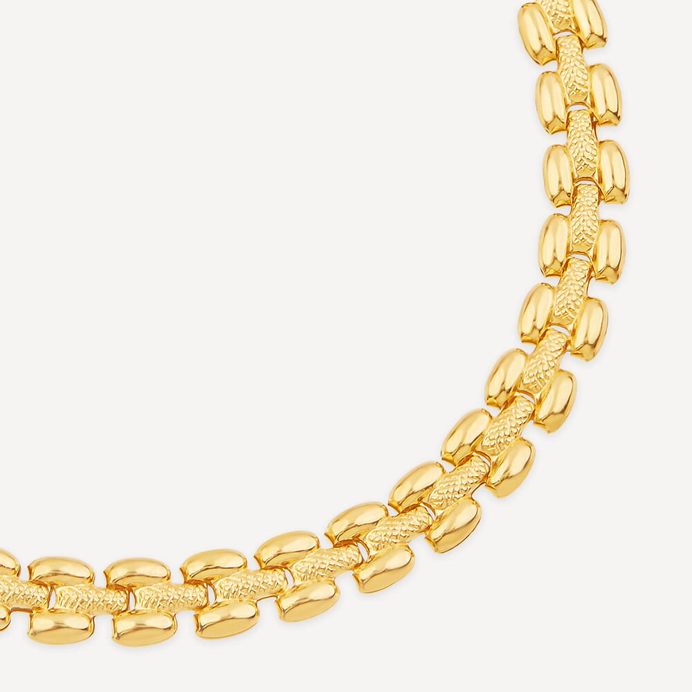 Yellow Gold Plated Sterling Silver Brick Link Bracelet image number 1