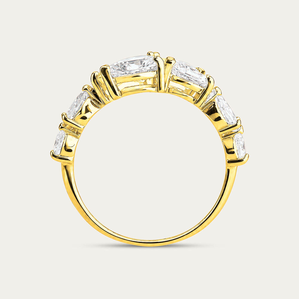 Yellow Gold Plated Sterling Silver Multiple Pear Cubic Zirconia Ring
