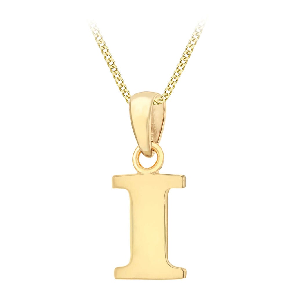 9ct Yellow Gold Plain Initial I Pendant (Special Order) (Chain Included) image number 0