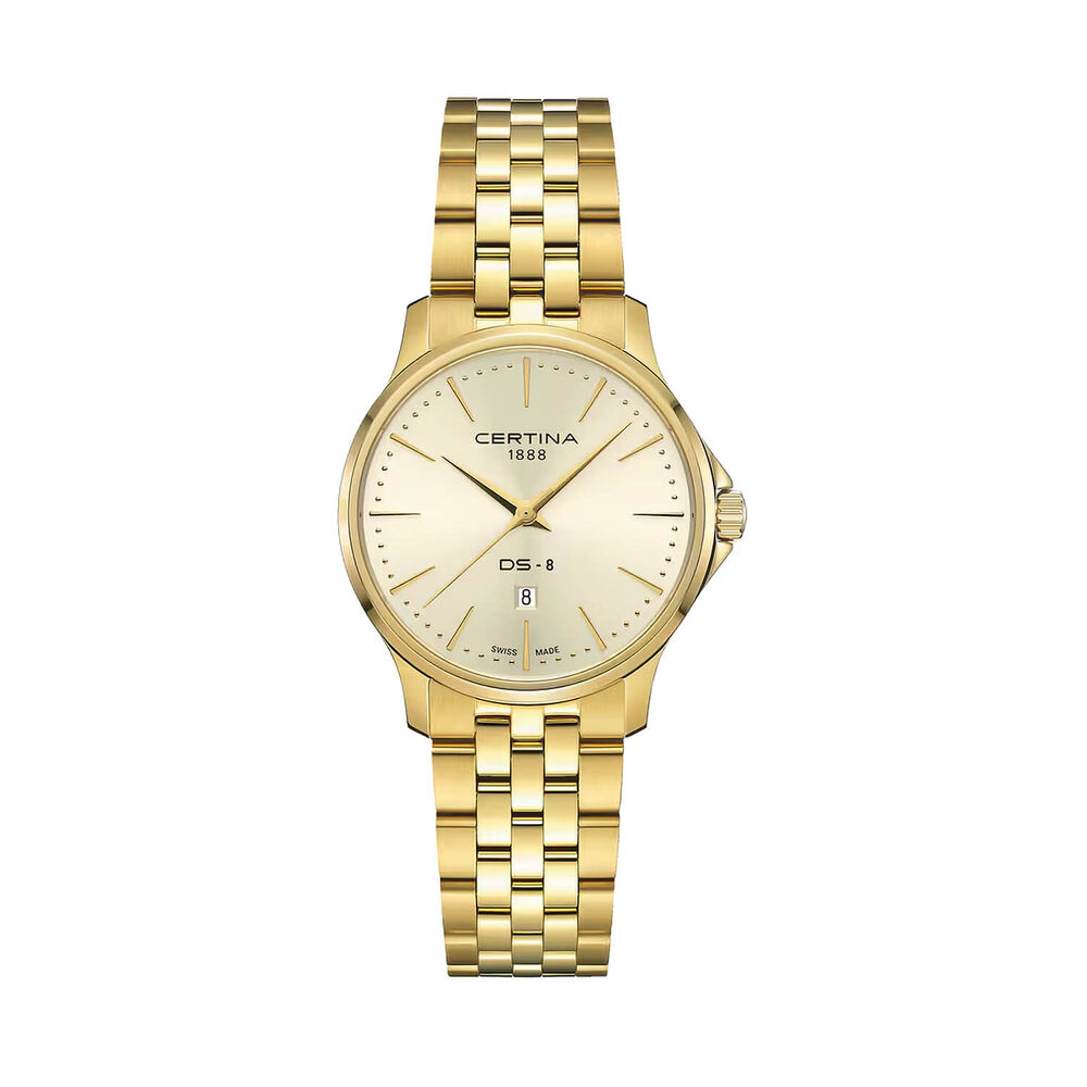 Certina DS-8 Lady 31mm Gold Dial Gold PVD Steel Bracelet Watch image number 0