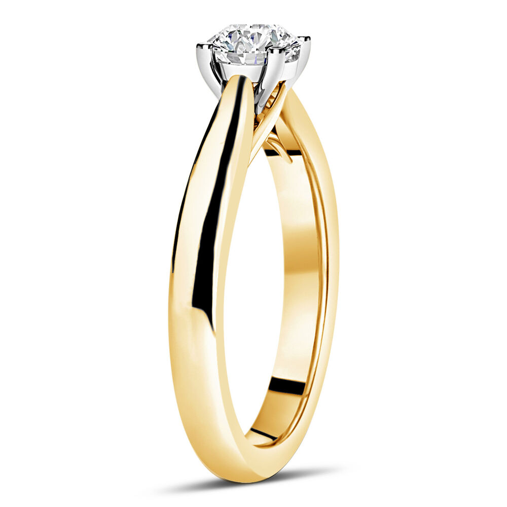 18ct Yellow Gold 0.50ct Round Diamond Orchid Setting Ring image number 3