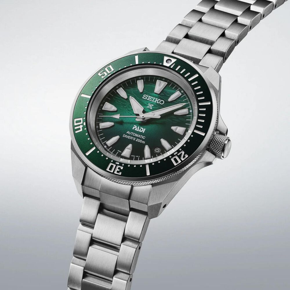 Seiko Prospex PADI 60th Anniversary 41.7mm Green Dial Stainless Steel Bracelet Diver Watch