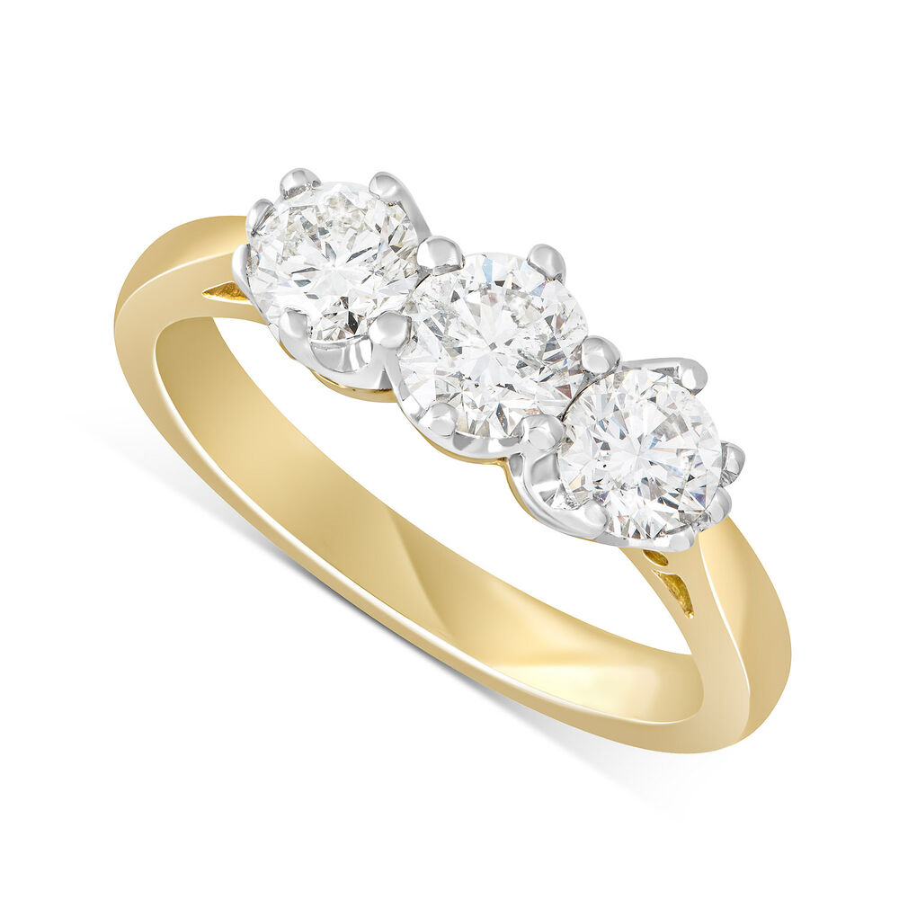 Ladies 18ct Gold 3 Stone Diamond Engagement Ring image number 0
