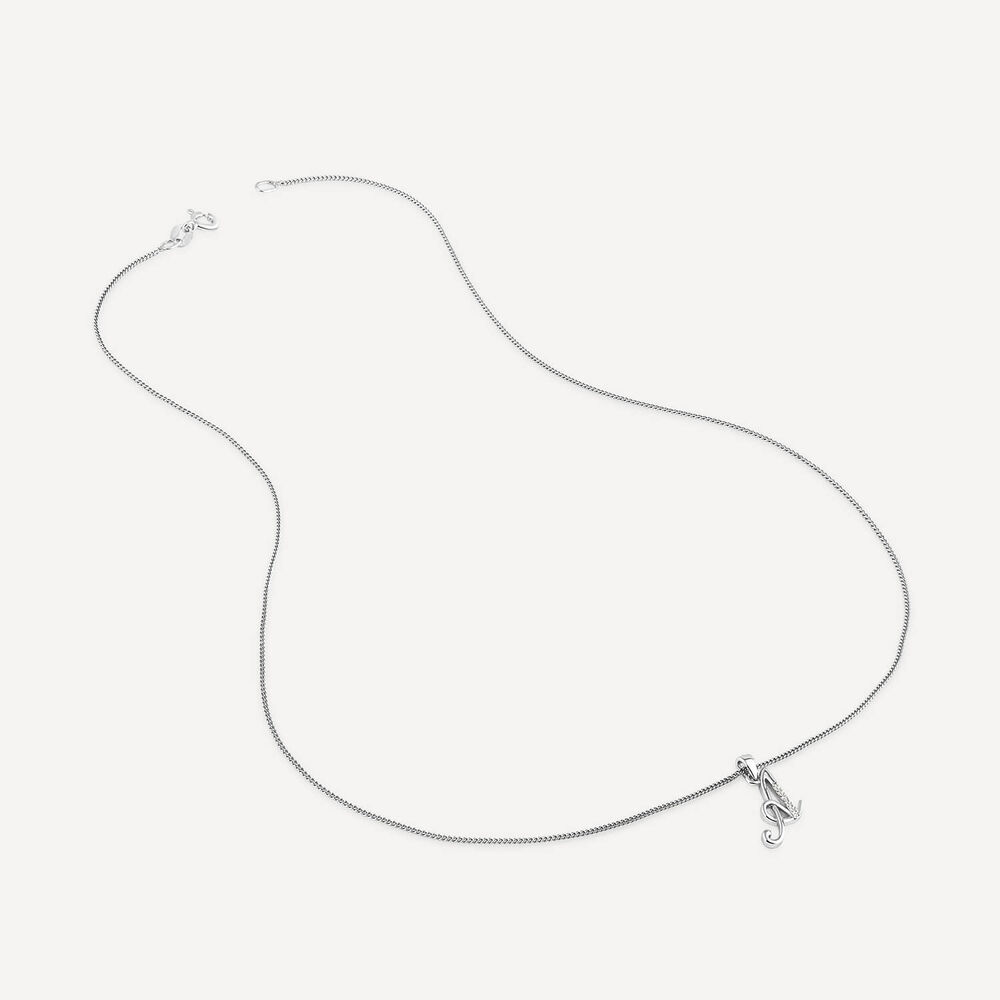 Sterling Silver Cubic Zirconia Set Initial ‘A’ Pendant image number 2