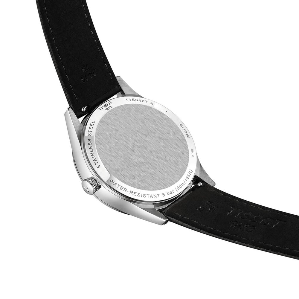 Tissot Classic Dream 40mm Blue Dial Black Leather Strap Watch image number 2