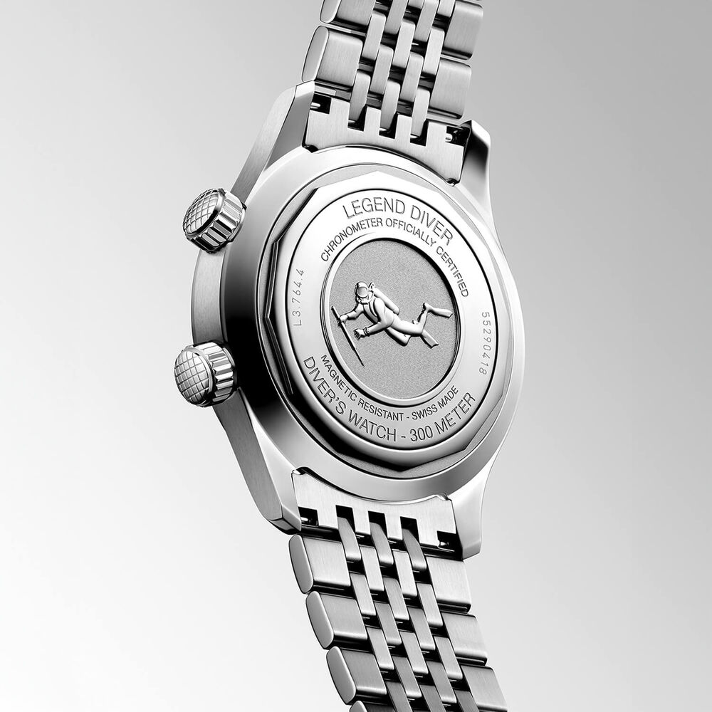 Longines Legend Diver 39mm Terracotta Dial Stainless Steel Case Bracelet Watch image number 4