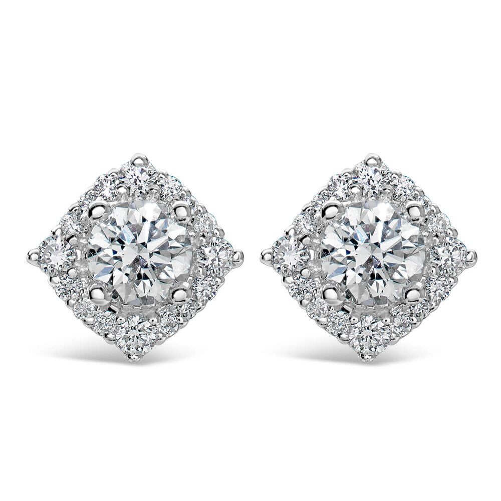 Northern Star Signature 0.50ct Diamond Halo 18ct White Gold Earrings image number 0