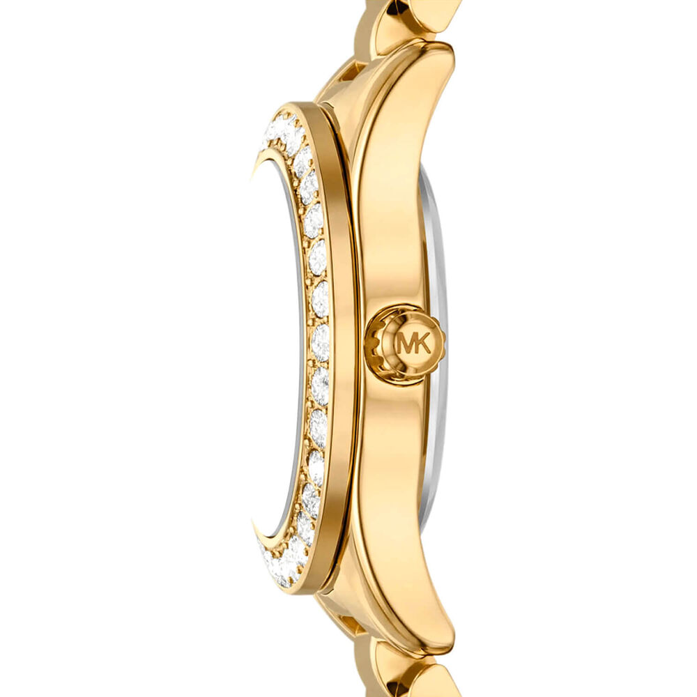 Michael Kors Lexington 26mm Gold Tone Dial Gold Tone Steel Bracelet Watch & Top Rings Set