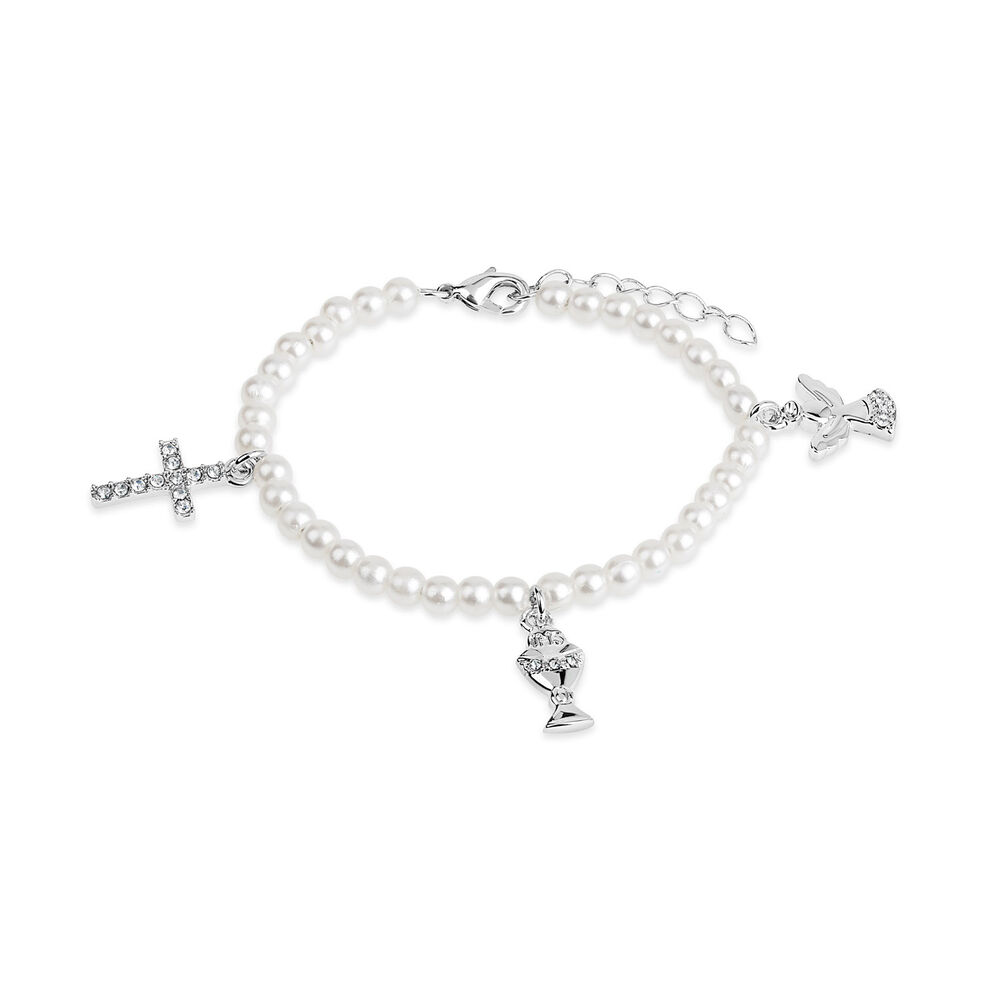 Pearl & Crystal Communion Charm Bracelet