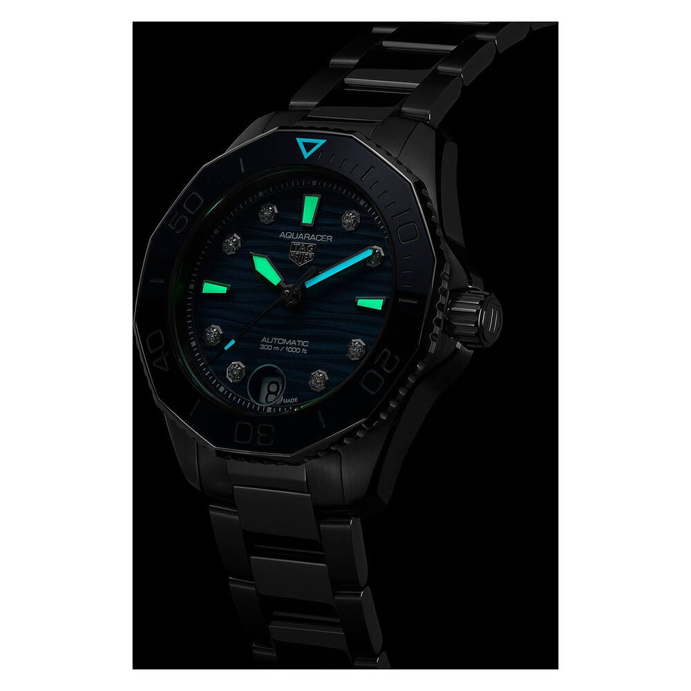 TAG Heuer Aquaracer Professional 300 36mm Blue Dial & Bezel Stainless Steel Bracelet Watch image number 6