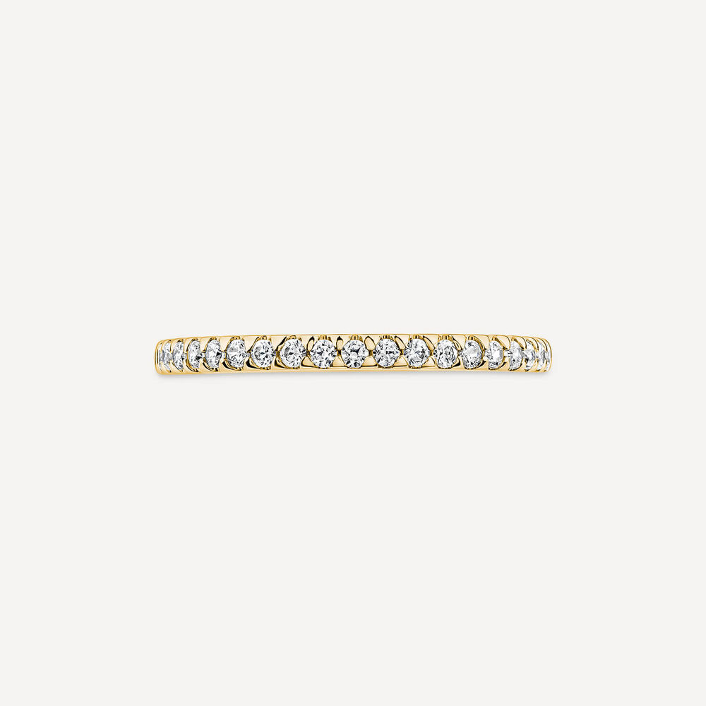 9ct Yellow Gold 1.7mm 0.15ct Diamond Traingle Claw Wedding Ring