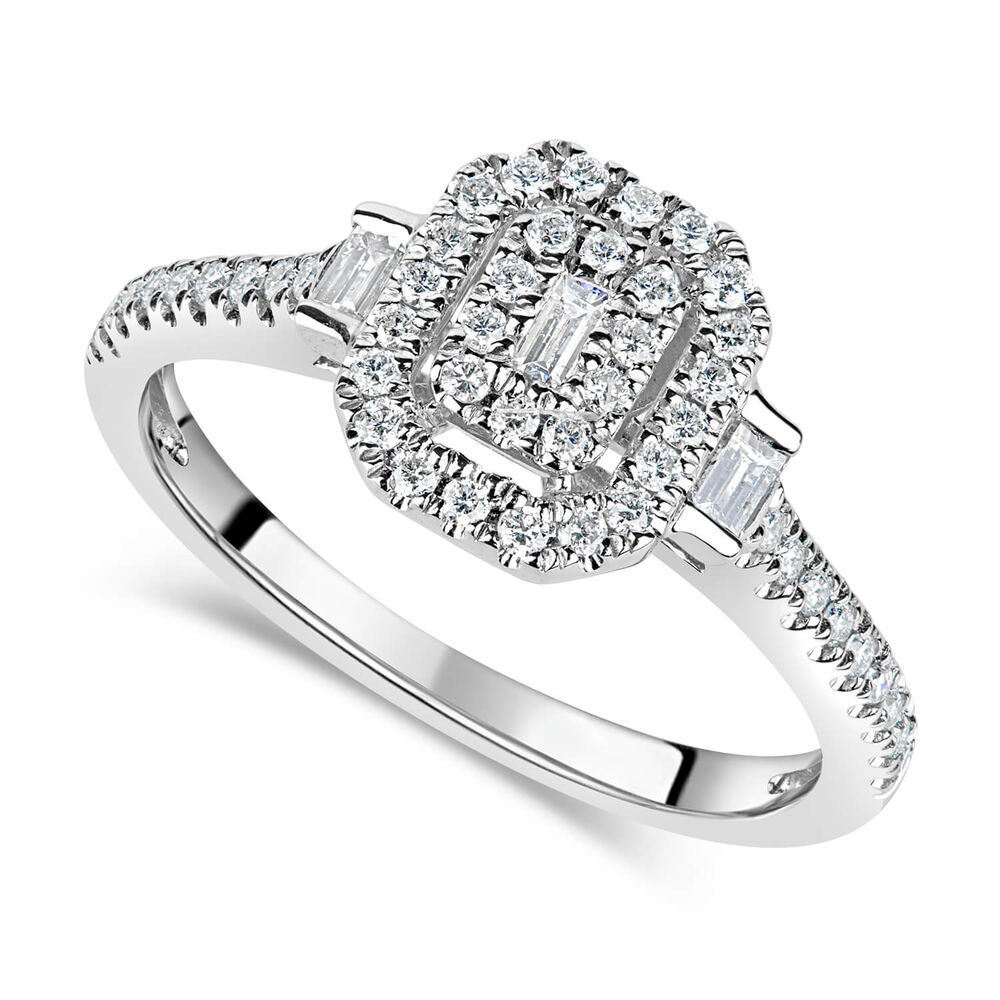 18ct White Gold 0.37ct Diamond Double Halo Ring image number 0