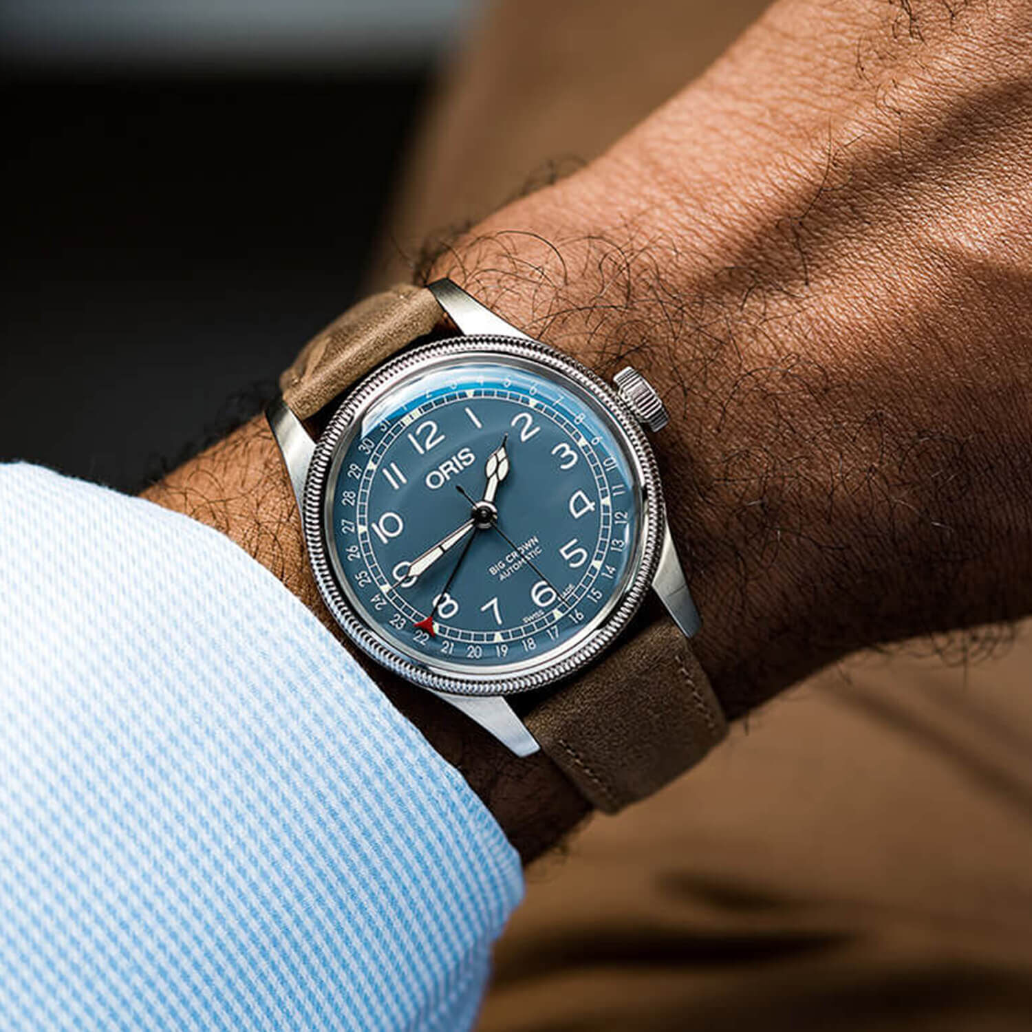 Oris big crown clearance pointer date strap