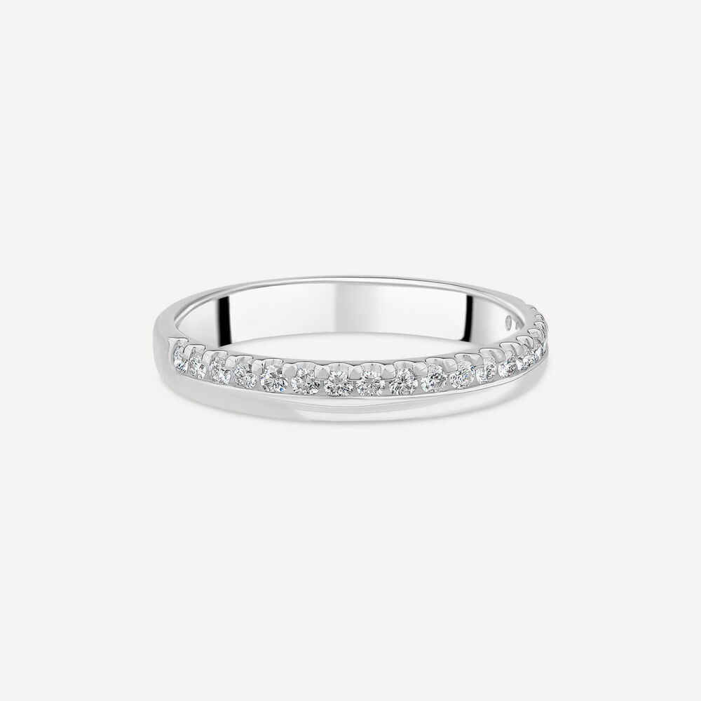 9ct White Gold 3mm Offset 0.20ct Diamond Wedding Ring image number 2