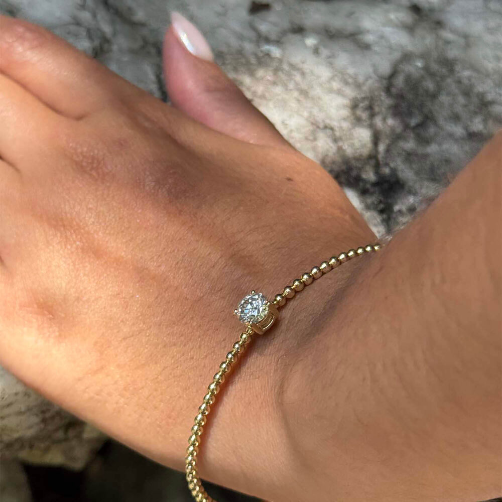 Born Granules 9ct Yellow Gold Lab Grown 1.00ct Round Diamond Beaded Bangle image number 7