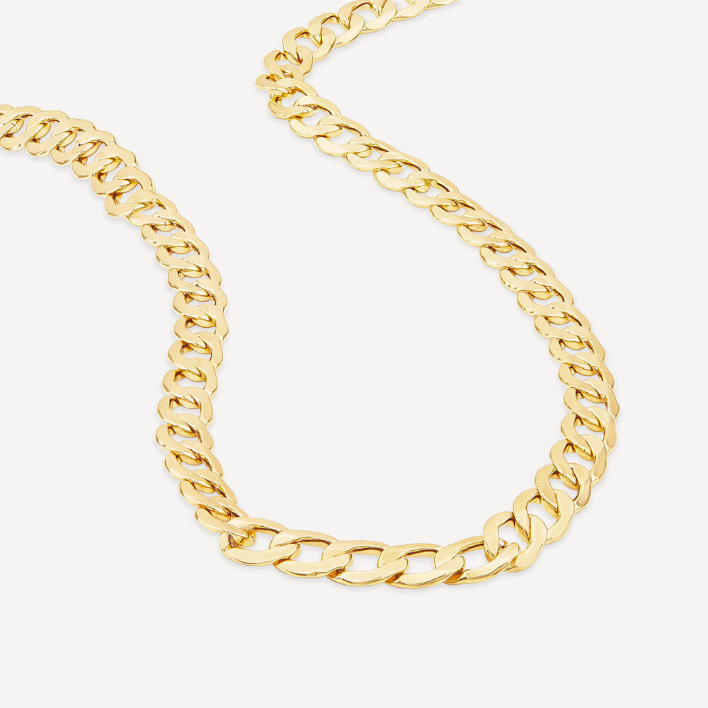 9ct Yellow Gold Six Sided Diamond Cut 20'' Curb Chain Necklace image number 2