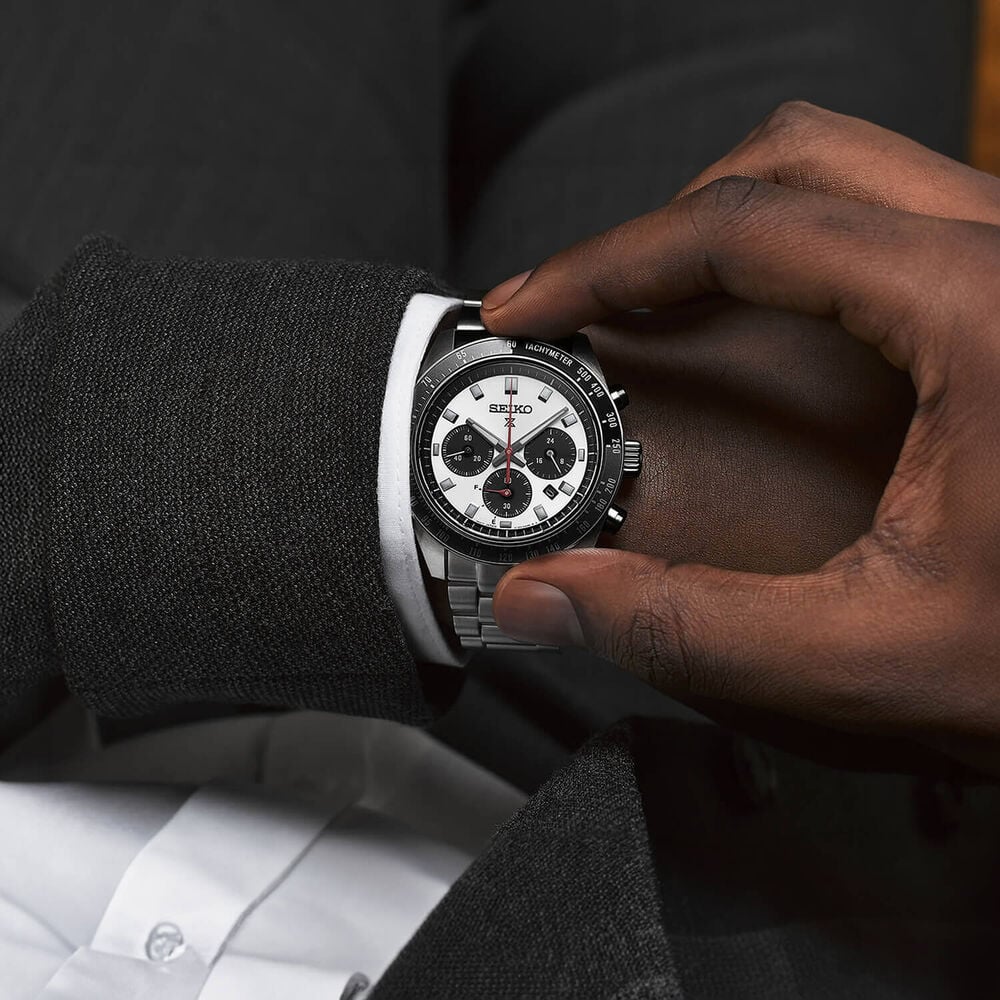 Seiko Prospex Speedtimer 41.4mm Solar Chronograph Black & Grey Bezel Watch image number 4