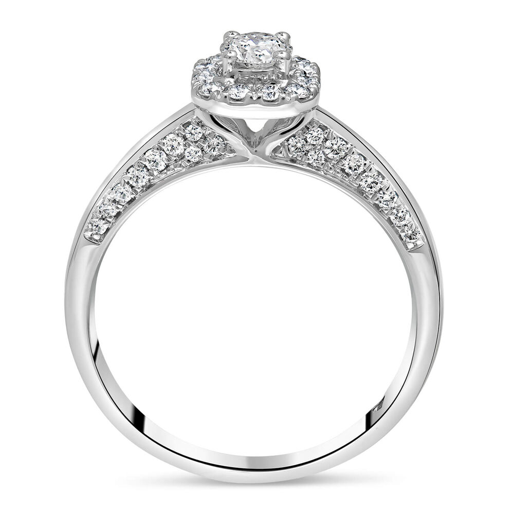 Kathy De Stafford 18ct White Gold 'Anjelica' Square Set Halo & Pave Diamond Bridge 0.50ct Ring image number 2