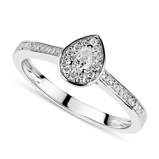 9ct White Gold 0.20ct Diamond Pear Cluster Ring