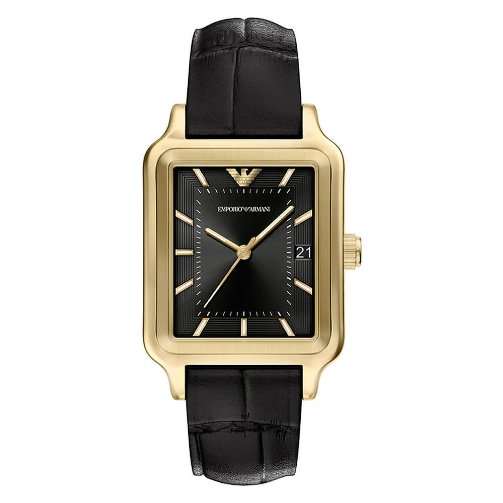 Emporio Armani Diego 36mm Black Dial Black Leather Strap Watch