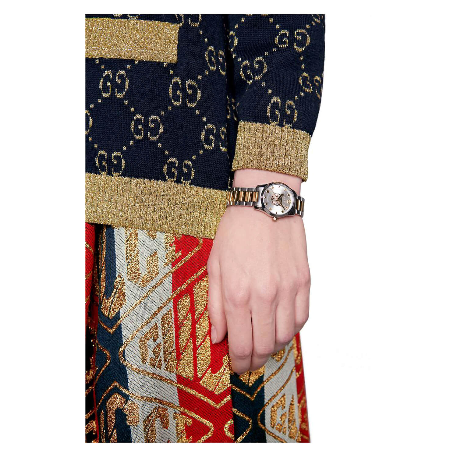 Gucci G Timeless Feline Cat Two Tone 27mm Ladies Watch