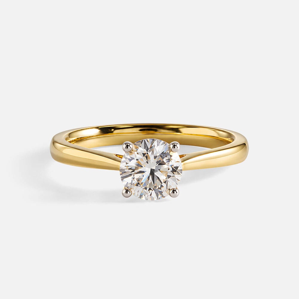 18ct Yellow Gold 1.00ct Round Brilliant Diamond Four Claw Solitaire Ring