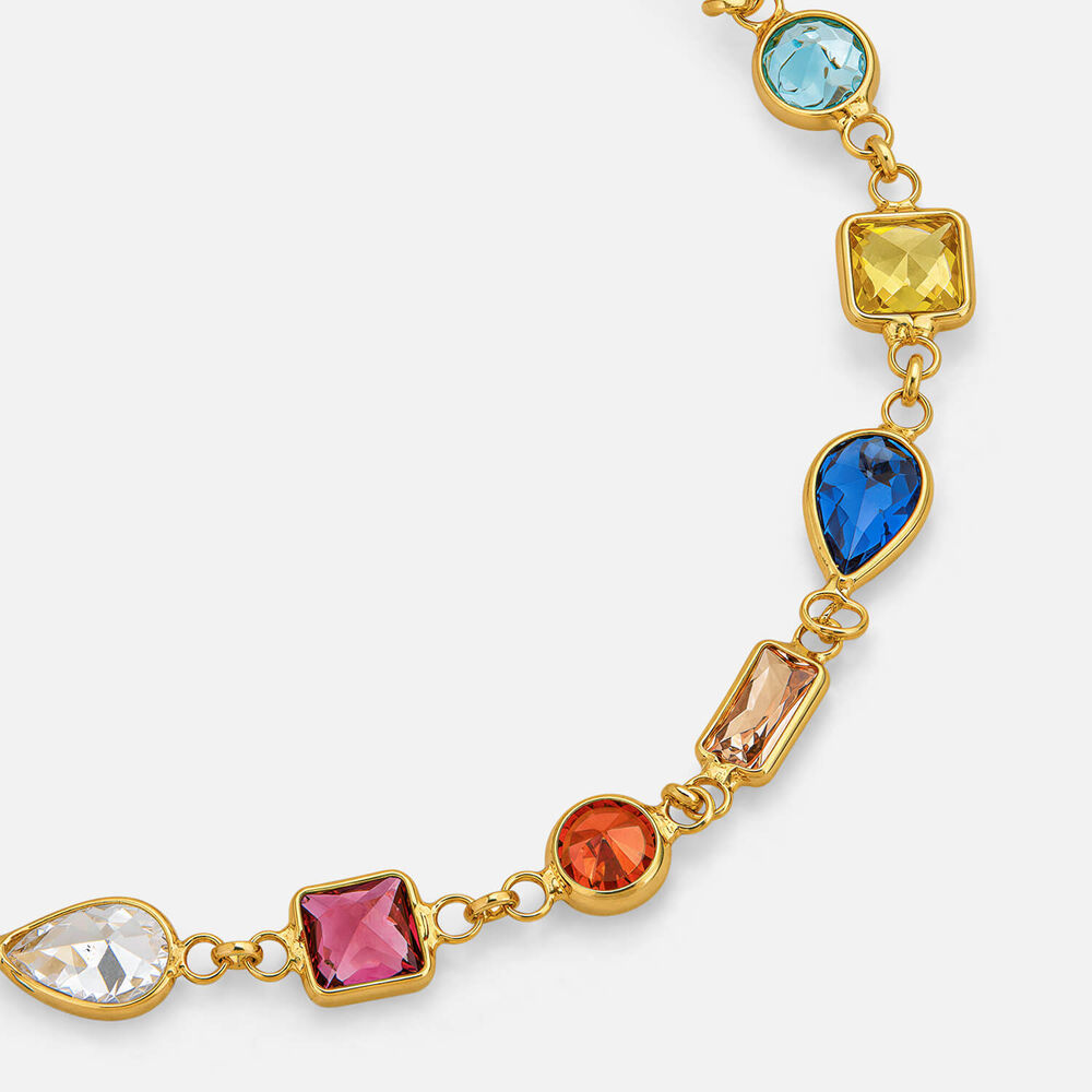 Yellow Gold Plated Sterling Silver Multi Shape & Colour Cubic Zirconia Bracelet