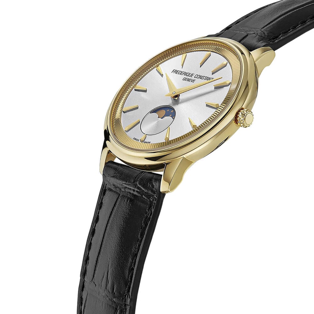 Frederique Constant Classics Moneta Moonphase 37mm Silver Dial Dark Brown Leather Strap Watch