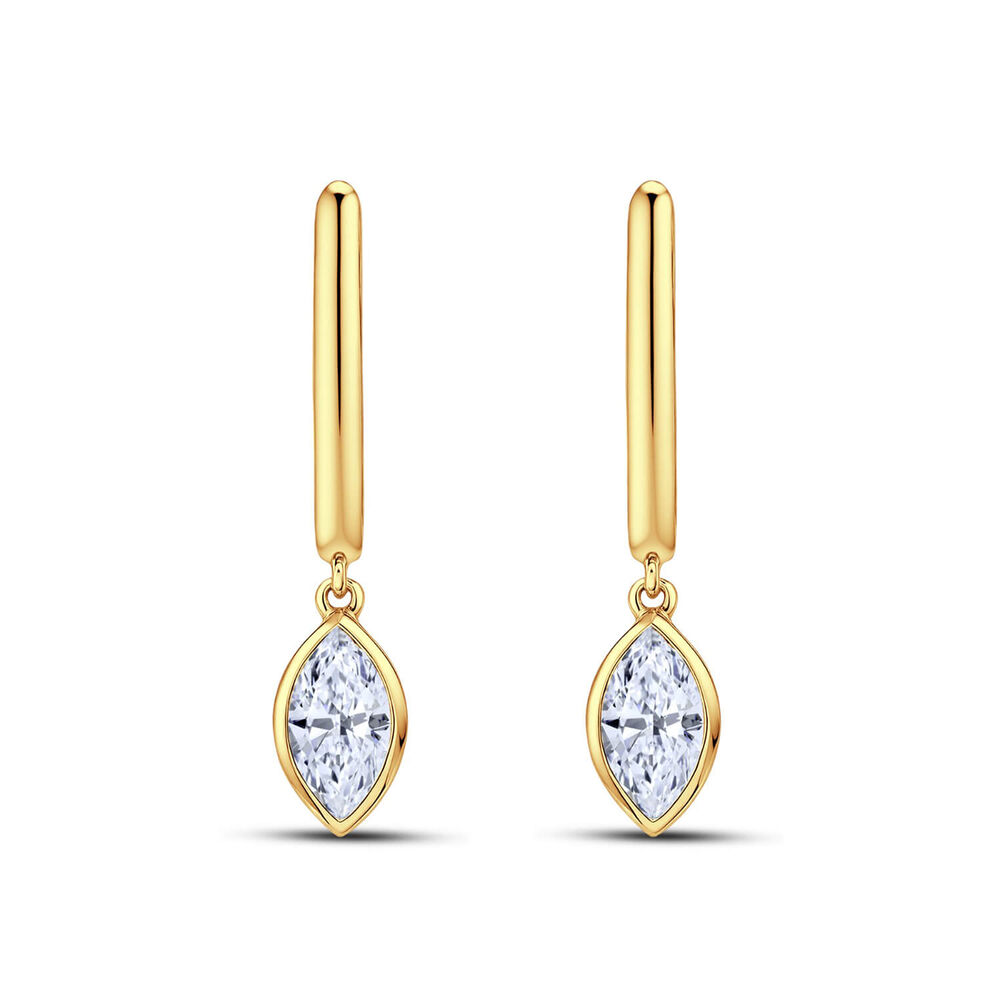 Born Contour 9ct Yellow Gold 0.30ct Marquise Lab Grown Diamond Bezel Set Drop Earrings