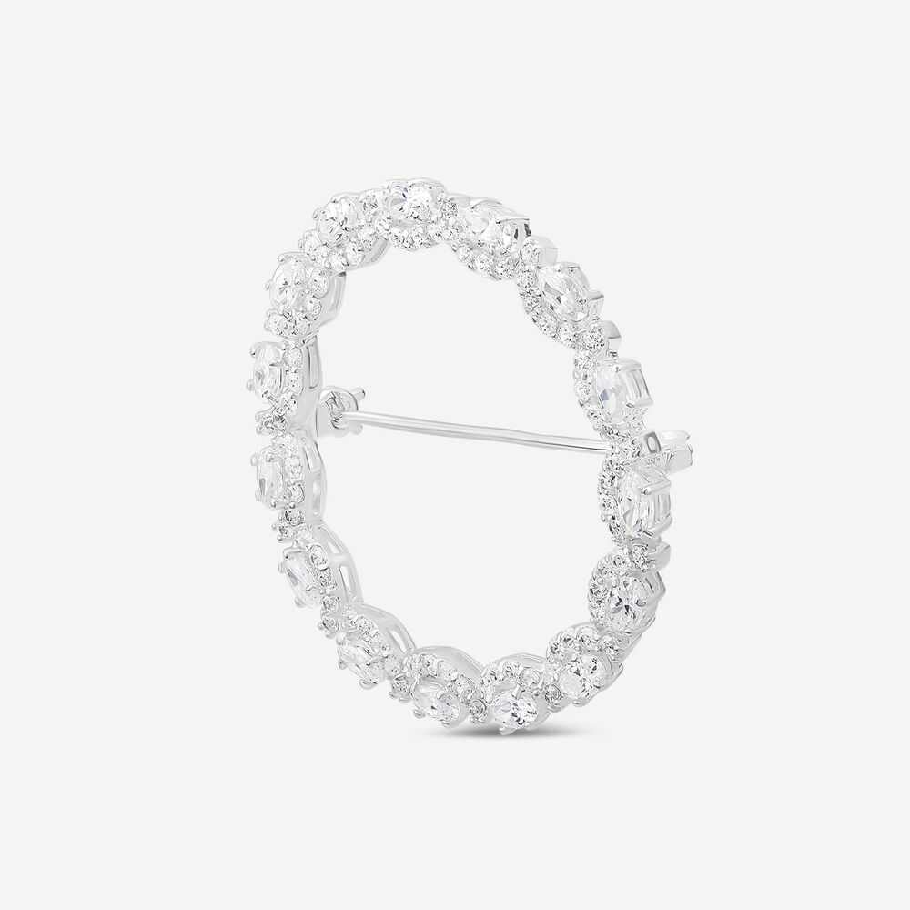 Sterling Silver Cubic Zirconia Open Circle Brooch image number 1