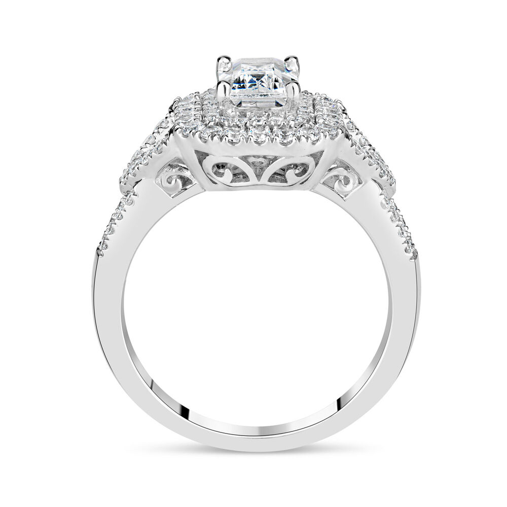 Sterling Silver Cubic Zirconia Double Halo & Sides Ring image number 2