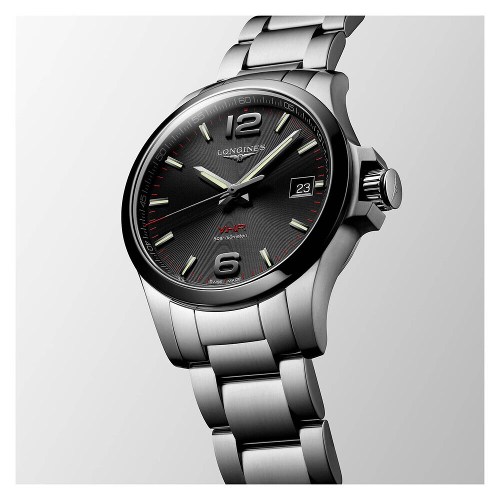 Longines Conquest V.H.P. Black Dial & Steel Bracelet Watch image number 5