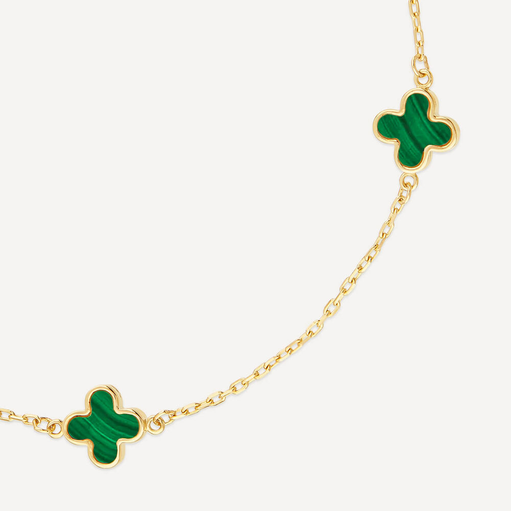 9ct Yellow Gold Malachite Petal Bracelet image number 1