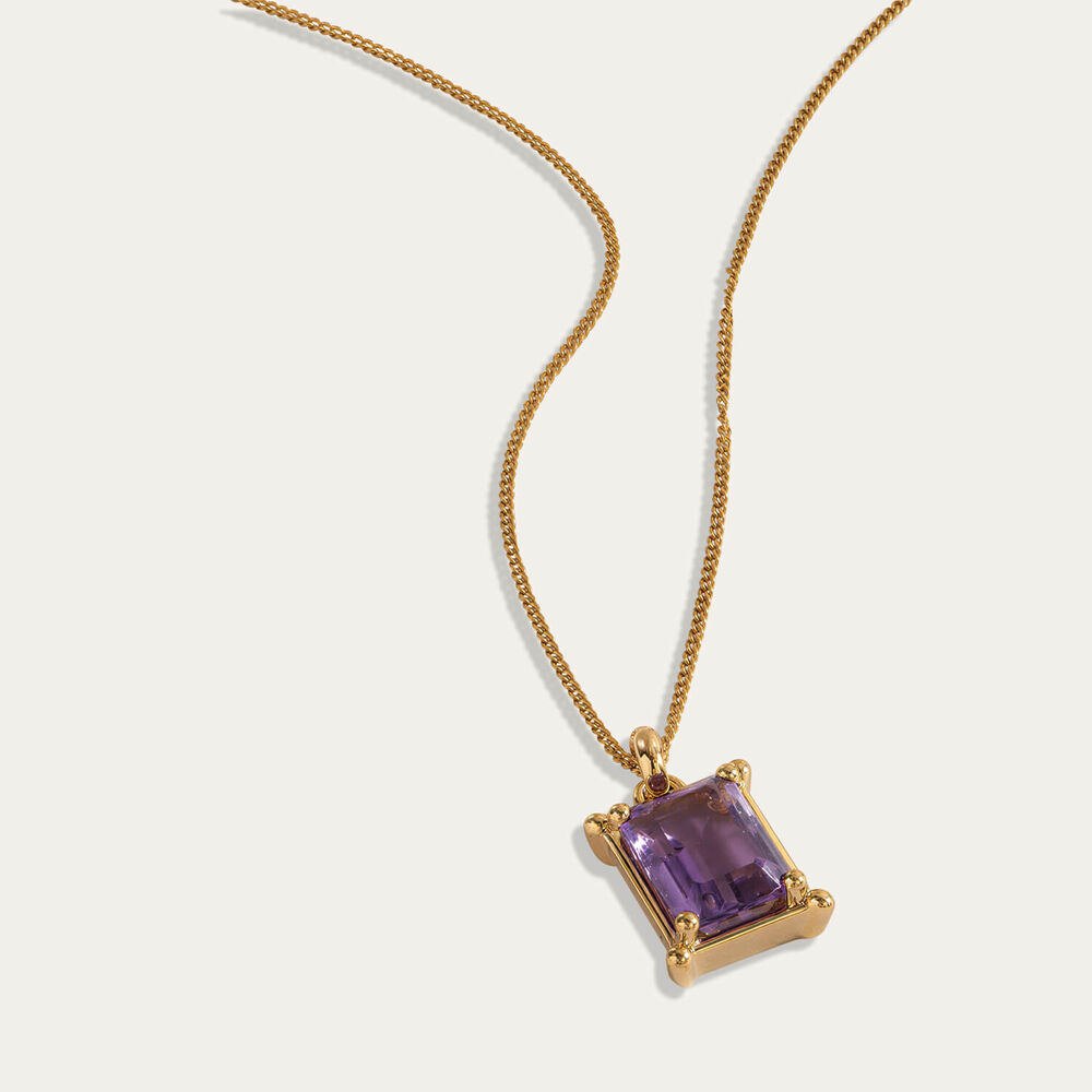 9ct Yellow Gold Rectangular Amethyst Pendant