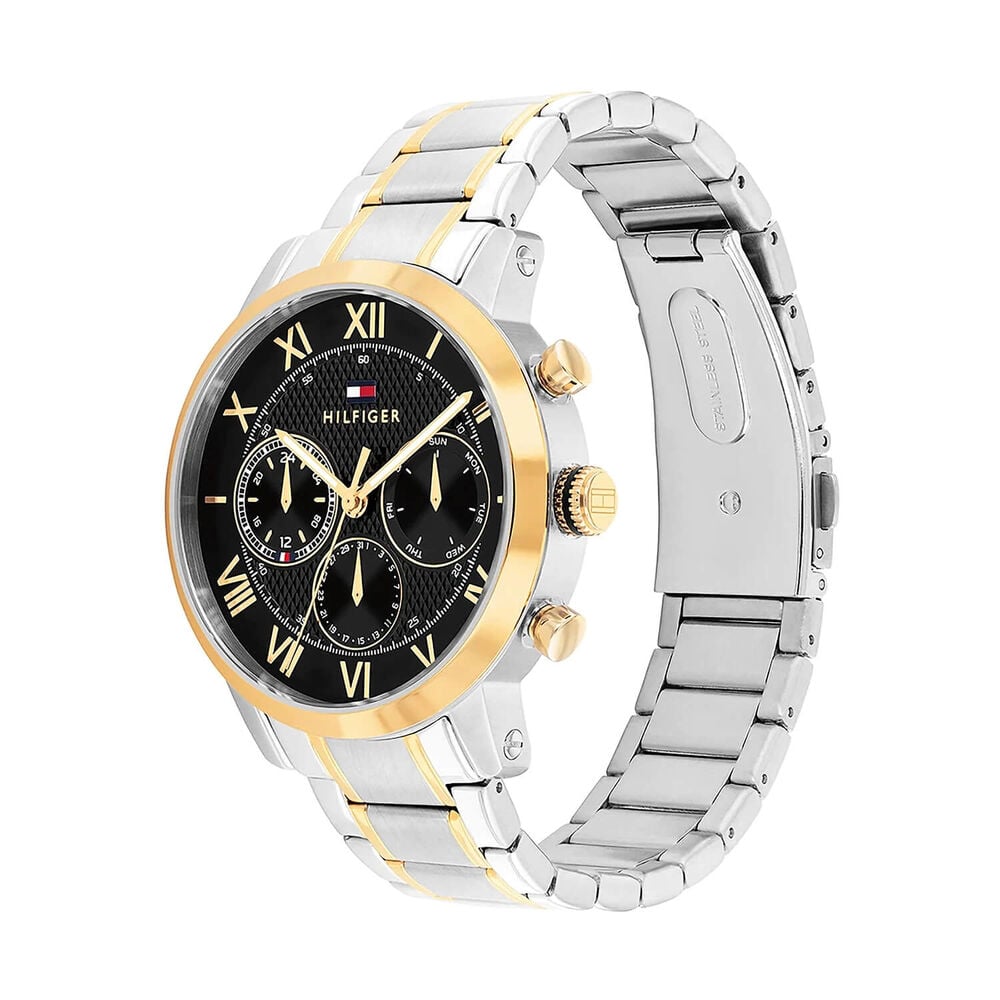 Tommy Hilfiger Oxford 42mm Black Dial Two Tone Bracelet Watch