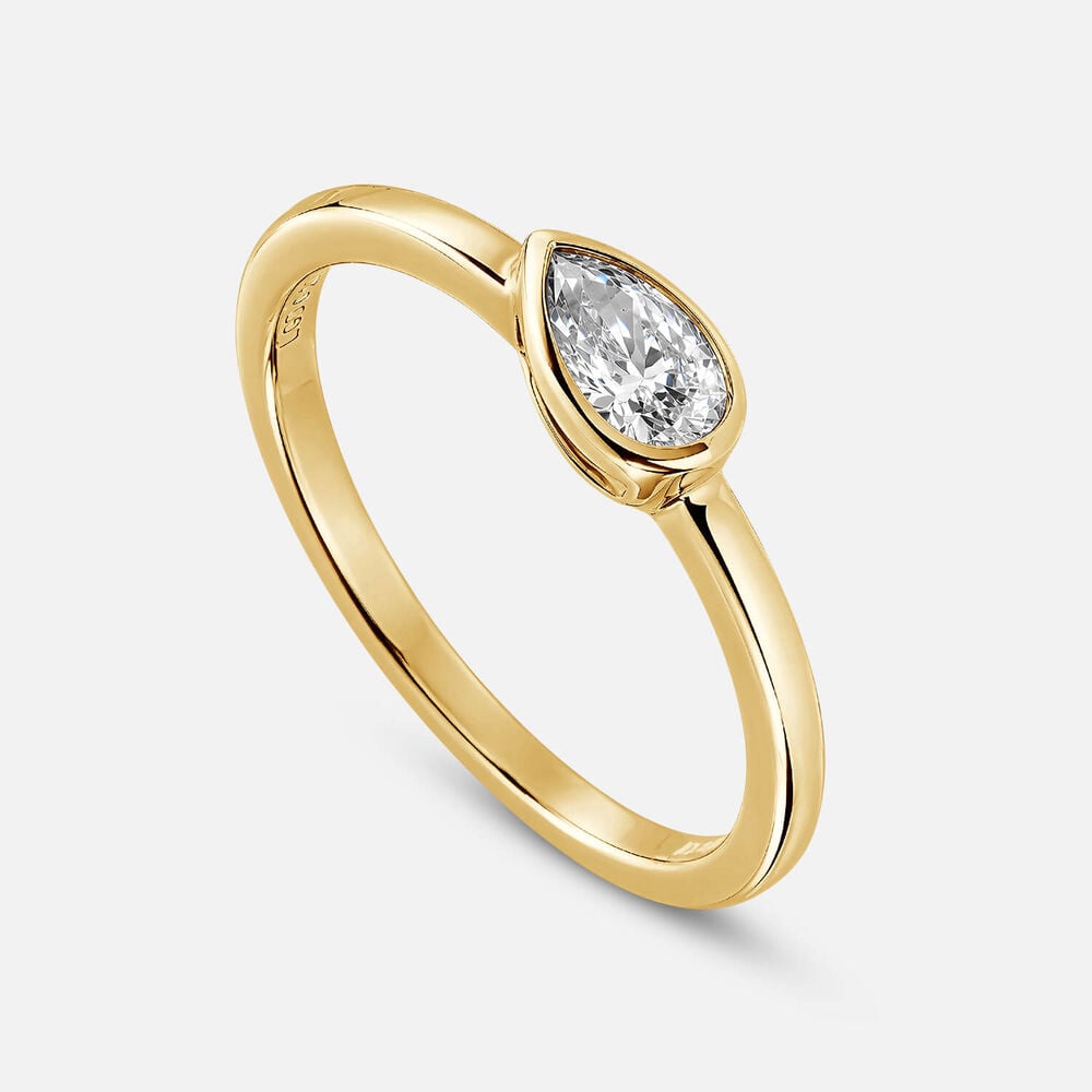 Born Contour 9ct Yellow Gold 0.25ct Pear Lab Grown Diamond Bezel Set Ring