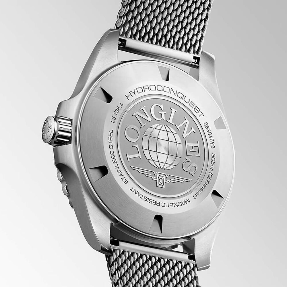 Longines HydroConquest 42mm Black Dial Grey Bezel Steel Bracelet Watch