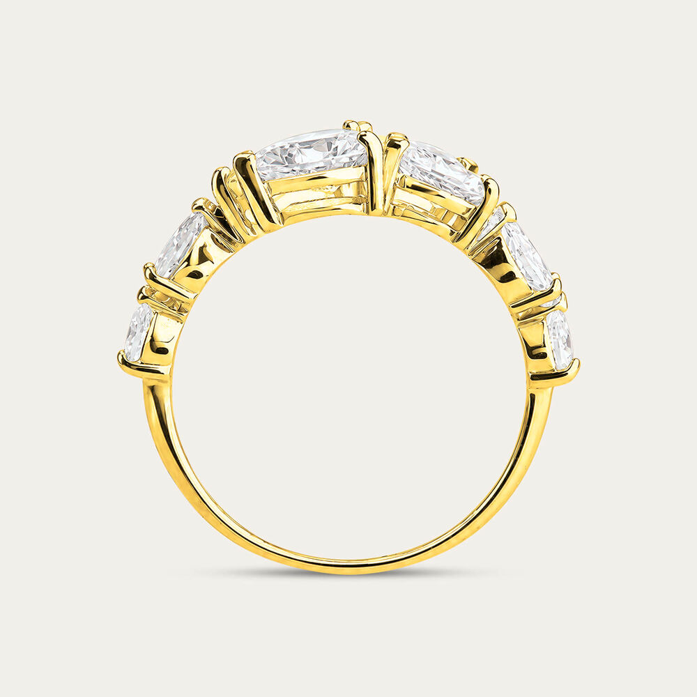 Yellow Gold Plated Sterling Silver Multiple Pear Cubic Zirconia Ring