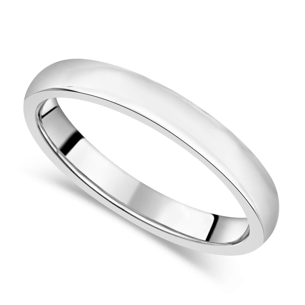 9ct White Gold 3mm Gents Wedding Ring