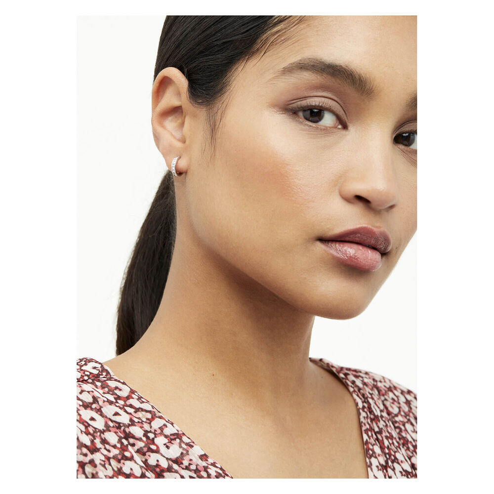 Ted Baker Nano Hoop Huggie Silver Crystal Clear Earrings image number 2