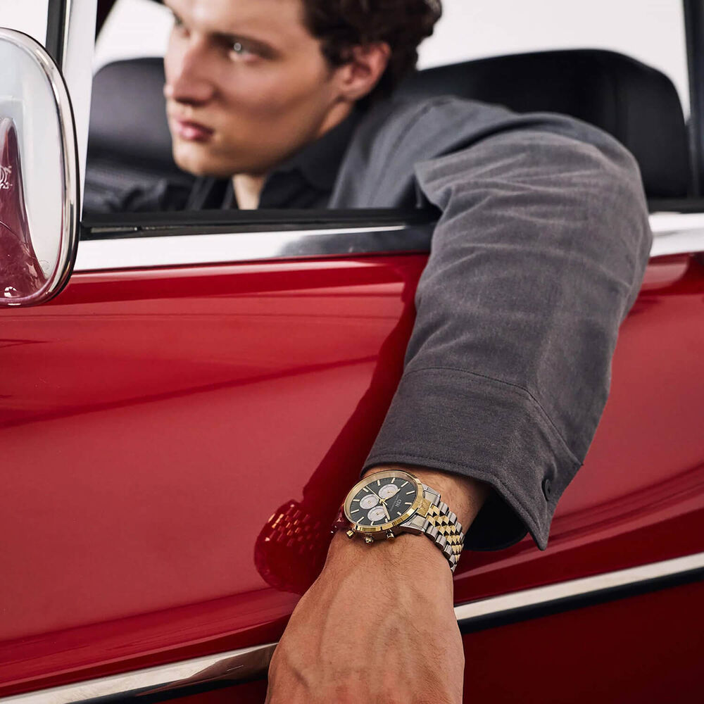 Daniel Wellington Iconic 42mm Green Dial Two Tone Stainless Steel Bracelet Chronograph Watch