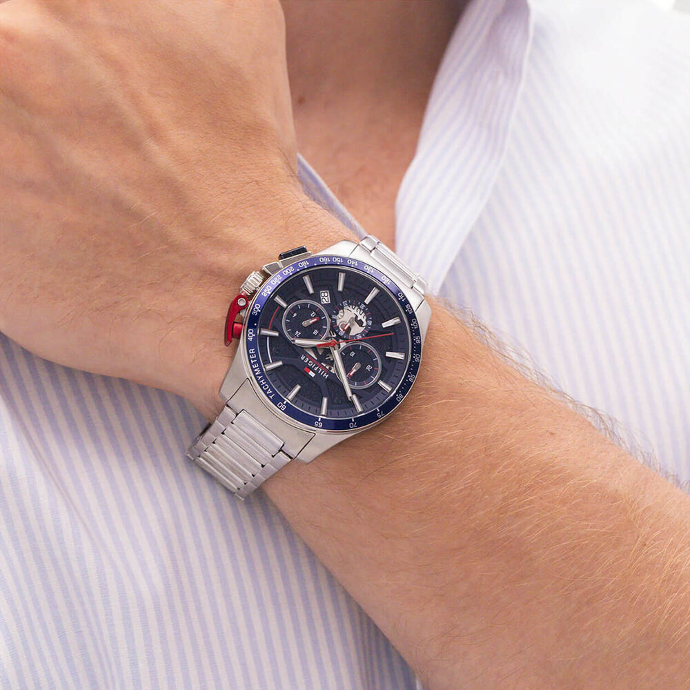 Tommy Hilfiger 44mm Blue Dial Stainless Steel Bracelet Chronograph Watch