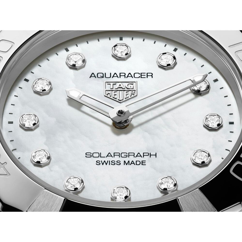 TAG Heuer Aquaracer Professional Solargraph 100 28mm MOP Dial Diamonds Steel Bracelet Watch