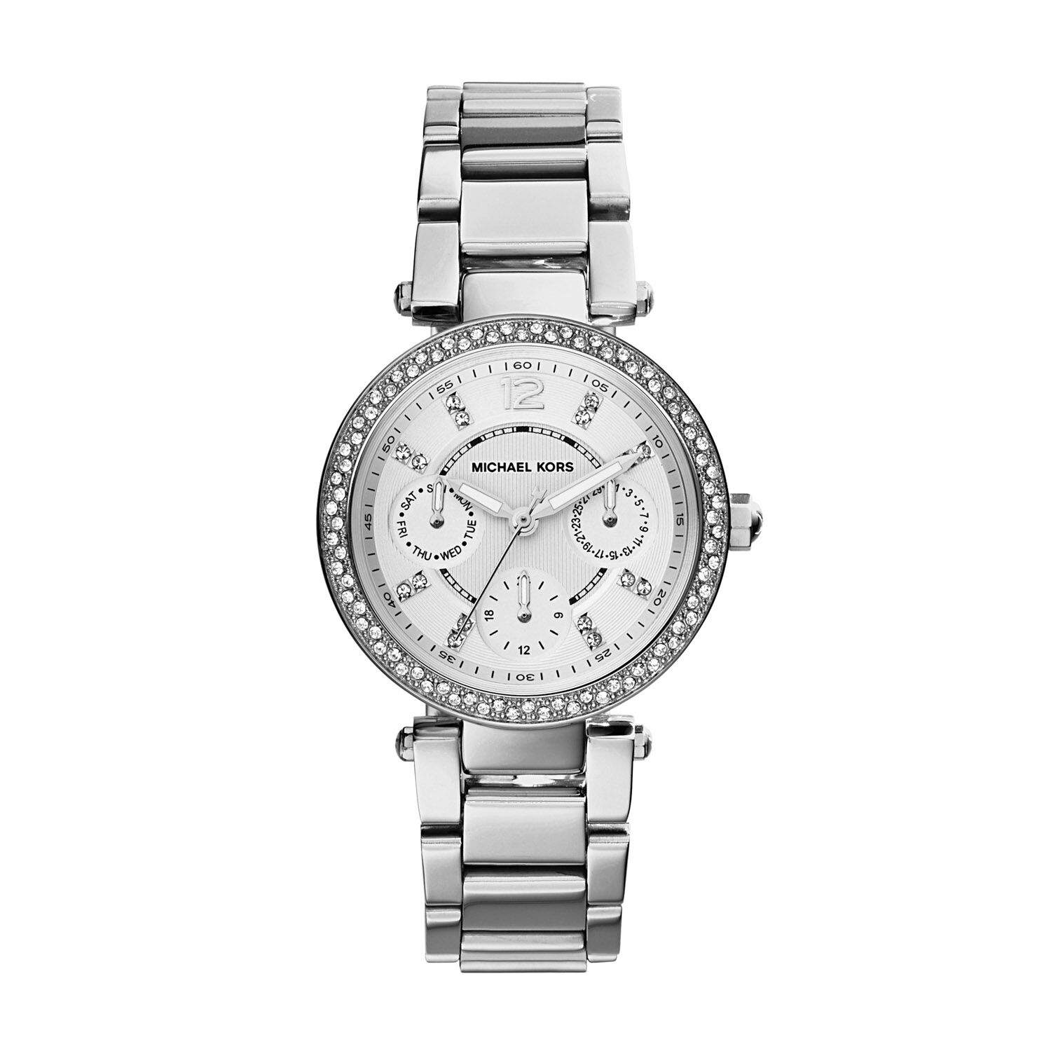 Michael Kors Womens Stainless Steel Runway Watch  Silver  Diamonds  Direct  St Petersburg FL