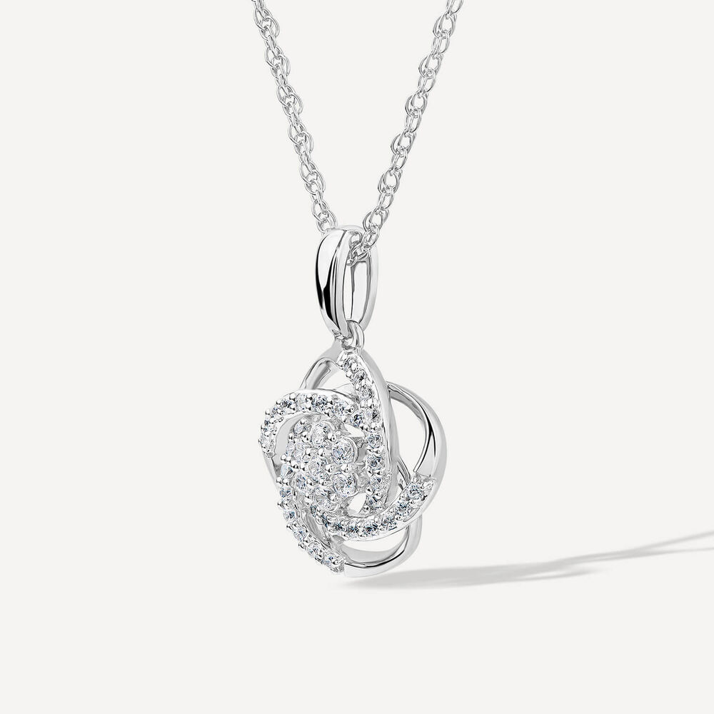 9ct White Gold 0.25ct Diamond Knot Wrap Pendant image number 2