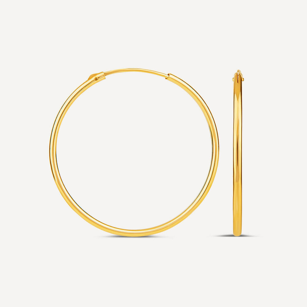 9ct Yellow Gold 25mm Sleeper Hoop Earrings image number 1