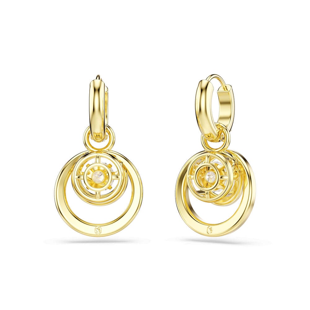 Swarovski Hyperbola Crystals & Cubic Zirconia 18ct Yellow Gold Finished Drop Earrings